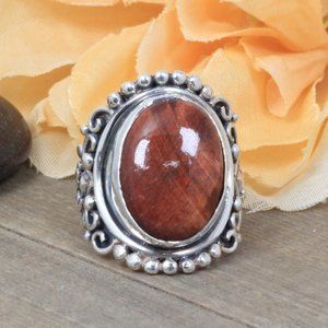 Mahogany Tiger's Eye Sterling Silver Ring Size 8